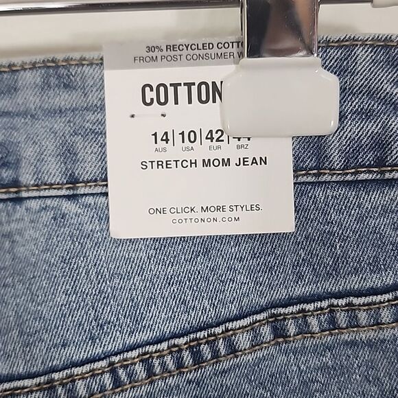 Cotton On blue Stretch Mom Ripped cuffed bottom jeans size 10 NWT - Picture 8 of 12